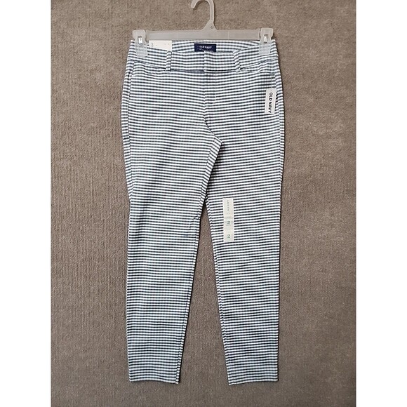 Old Navy Pants - Old Navy Pixie Skinny Ankle Pants Womens 2 Blue White Check Stretch NEW